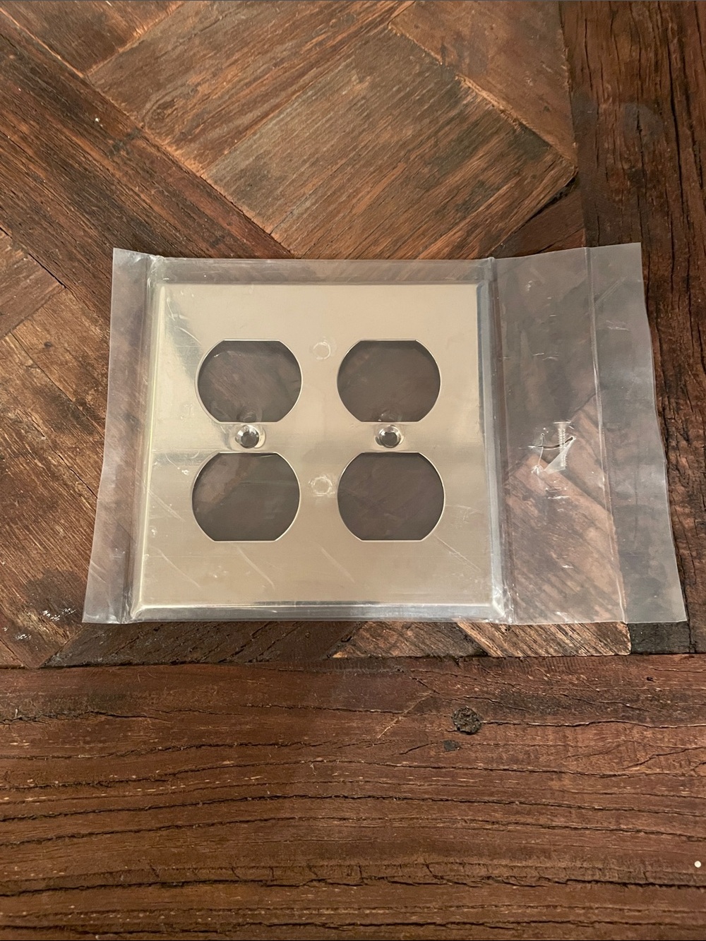Restoration Hardware Stainless Steel Double Duplex Outlet Plate - Brushed Silver